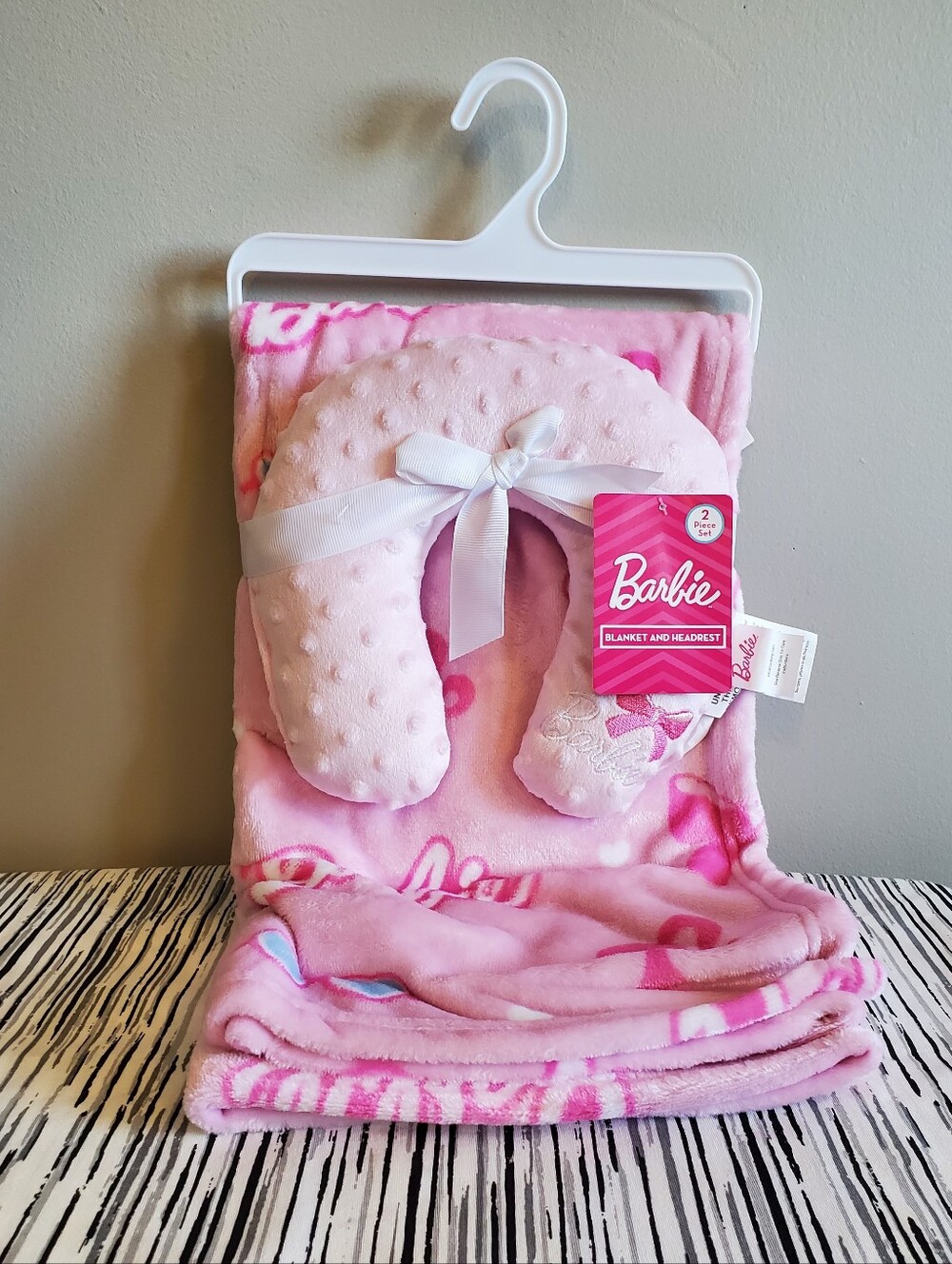Barbie Pink Children's Plush Blanket and Neck Pillow Set